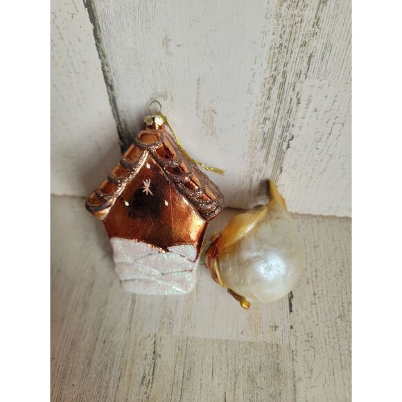 Bird house AS IS forest snow ornament Xmas set unique - Picture 8 of 8